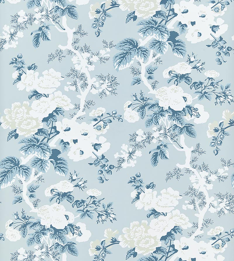 Scalamandre Ascot Floral Print Sky Wallpaper SC 0002WP88372