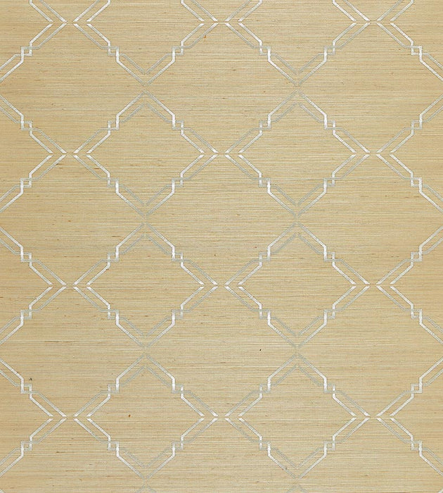 Scalamandre Monroe Embroidered Grasscloth Papyrus Wallpaper Sample SC 0002WP88383