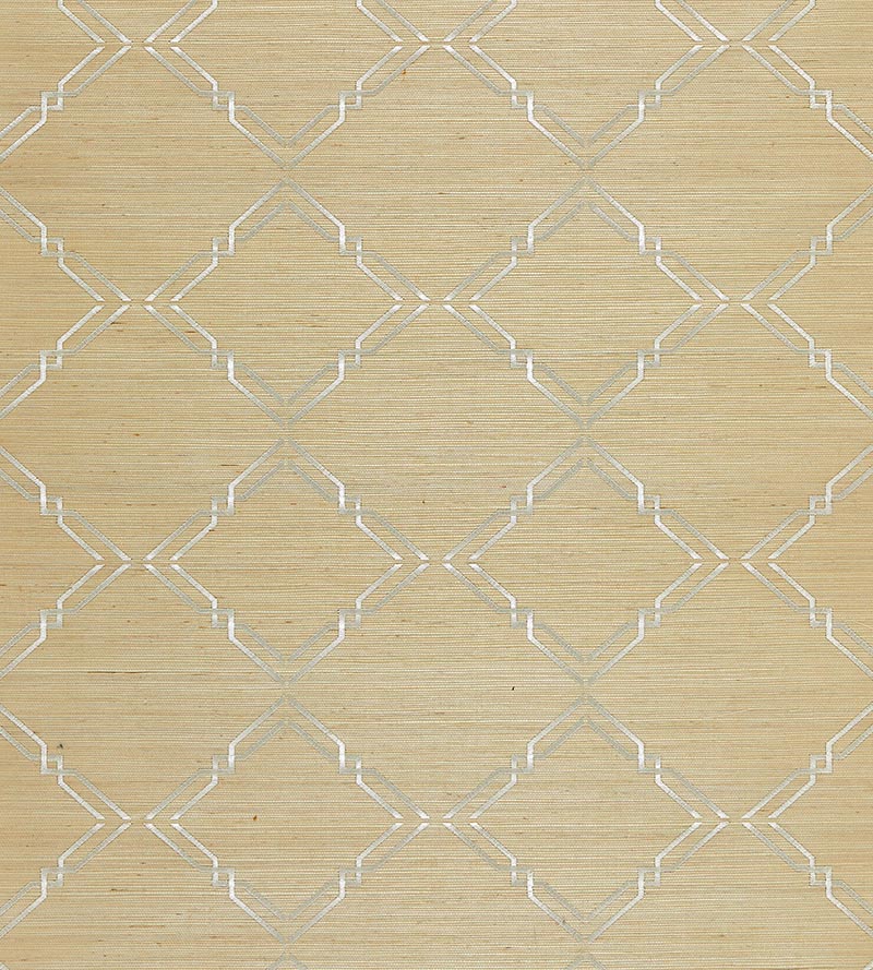 Scalamandre Monroe Embroidered Grasscloth Glacier Wallpaper Sample SC 0001WP88383