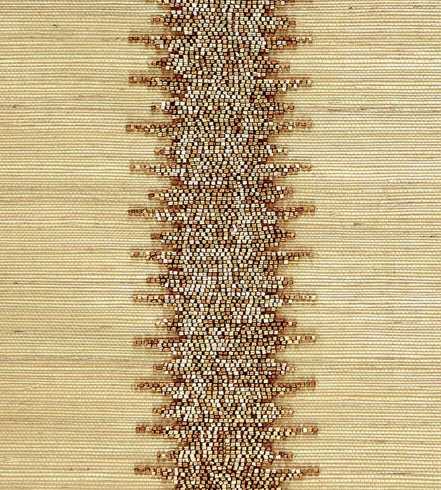 Scalamandre Veronica Beaded Grasscloth Burnished Gold Wallpaper Sample SC 0002WP88386