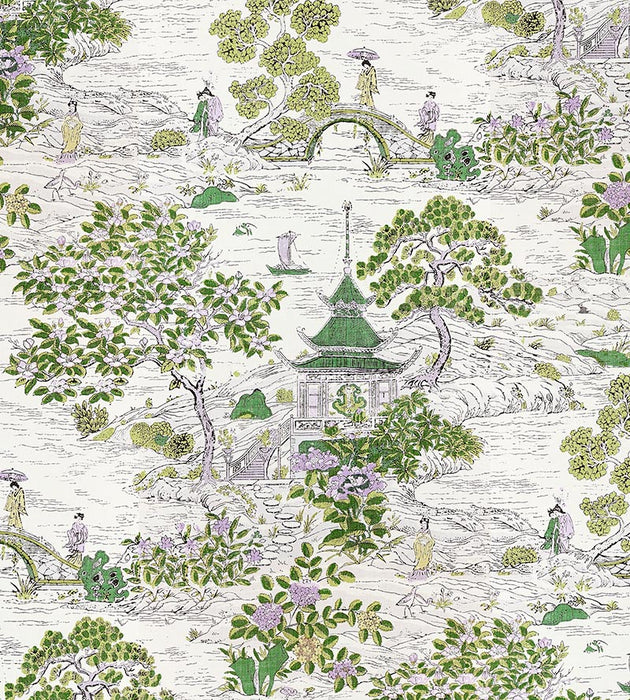 Scalamandre Satomi - Wallcovering Lavender And Citron Wallpaper Sample SC 0002WP88554