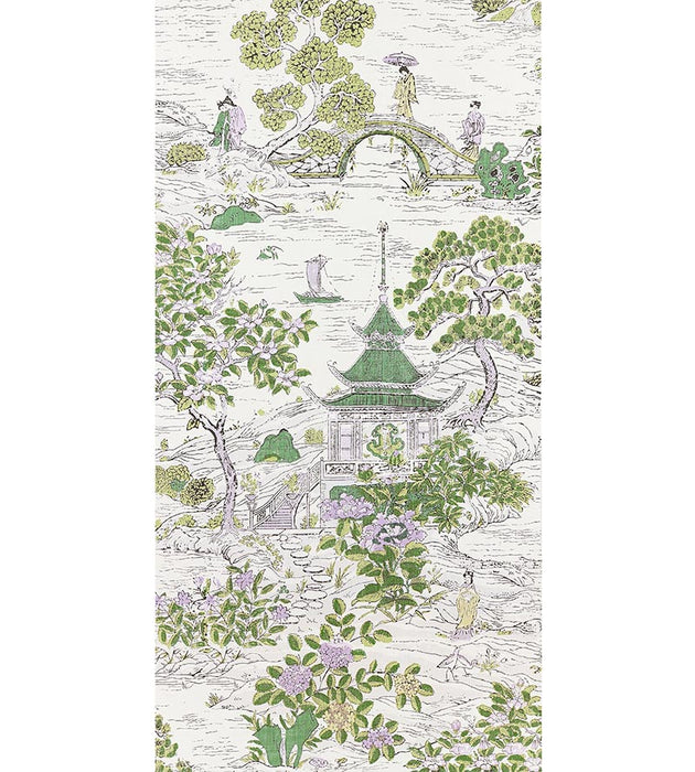 Scalamandre Satomi - Wallcovering Lavender And Citron Wallpaper Sample SC 0002WP88554