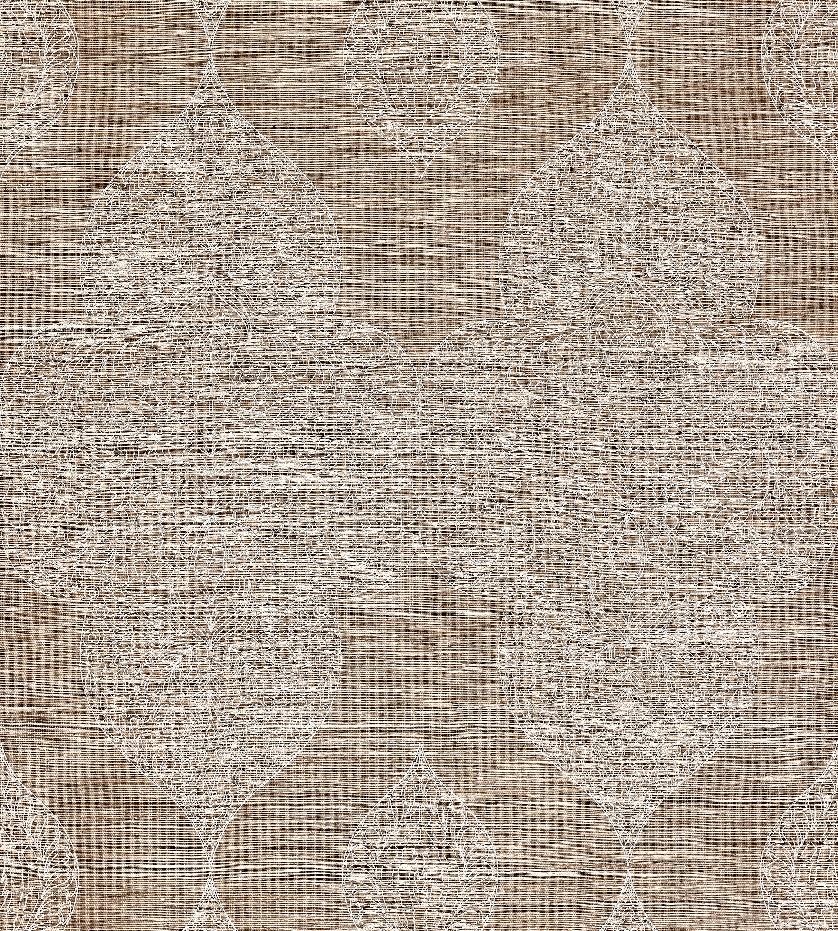 Scalamandre Taj Embroidered Sisal Nutmeg Wallcovering Sample SC 0002WP88555