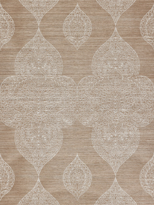 Scalamandre Taj Embroidered Sisal Nutmeg Wallpaper SC 0002WP88555