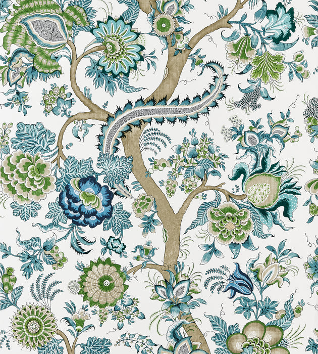 Scalamandre Metropolitan Palampore Aegean Wallcovering Sample SC 0002WP88561