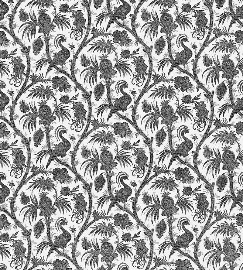 Scalamandre Balinese Peacock Linen Print Pear Fabric SC 000316575