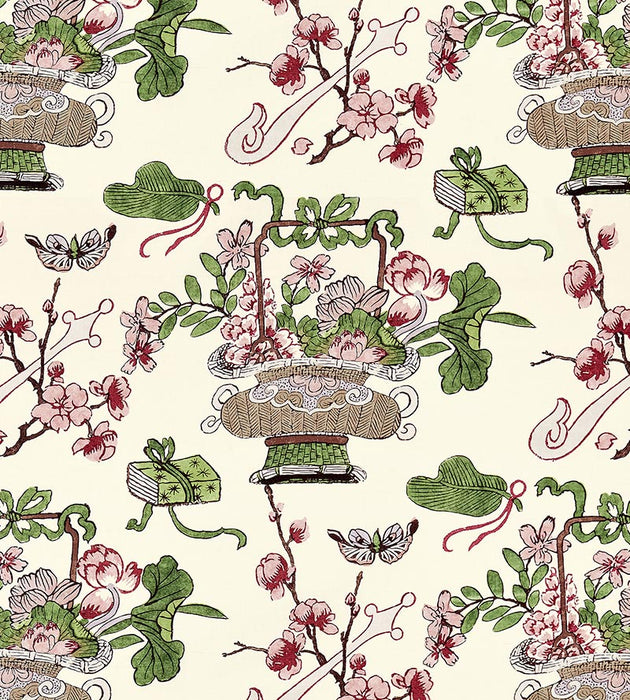 Scalamandre Shanghai Blossoms Mulberry Fabric SC 000316591