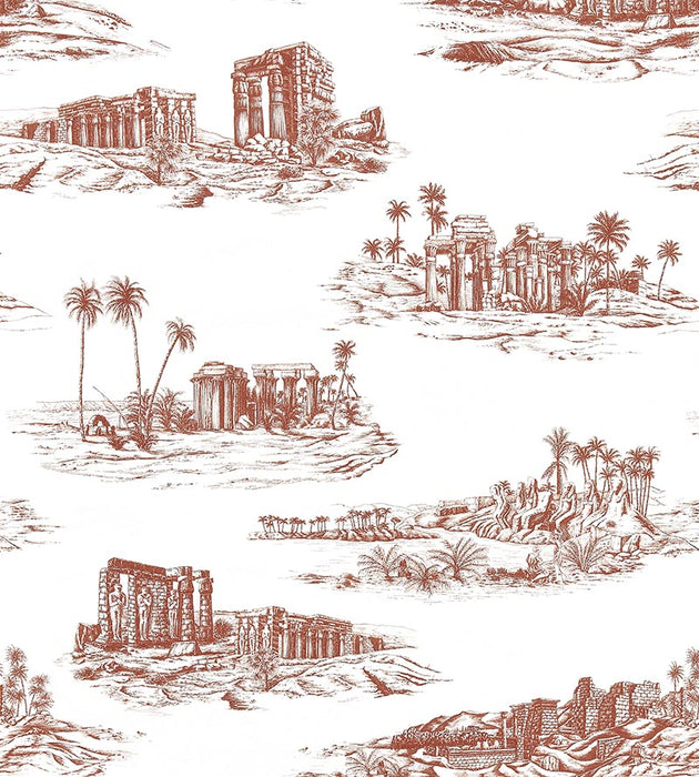 Scalamandre Cairo Toile Red Clay Fabric SC 000316635