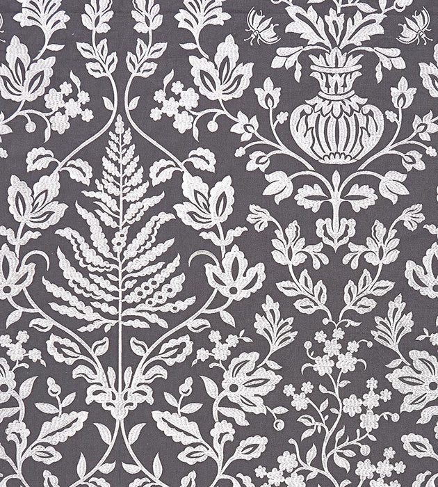 Scalamandre Shalimar Embroidery Charcoal Fabric SC 000327032