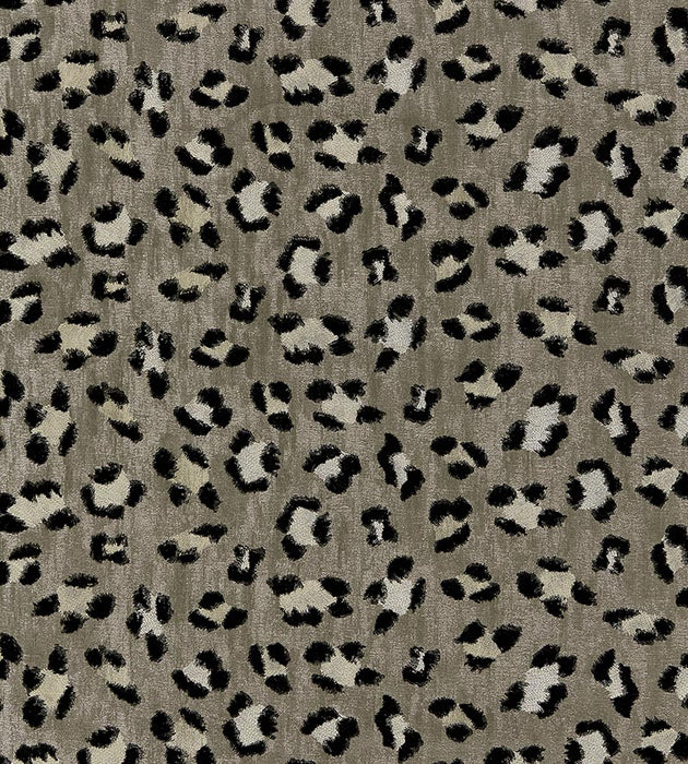 Scalamandre Broderie Leopard Ebony On Silver Fabric SC 000327075