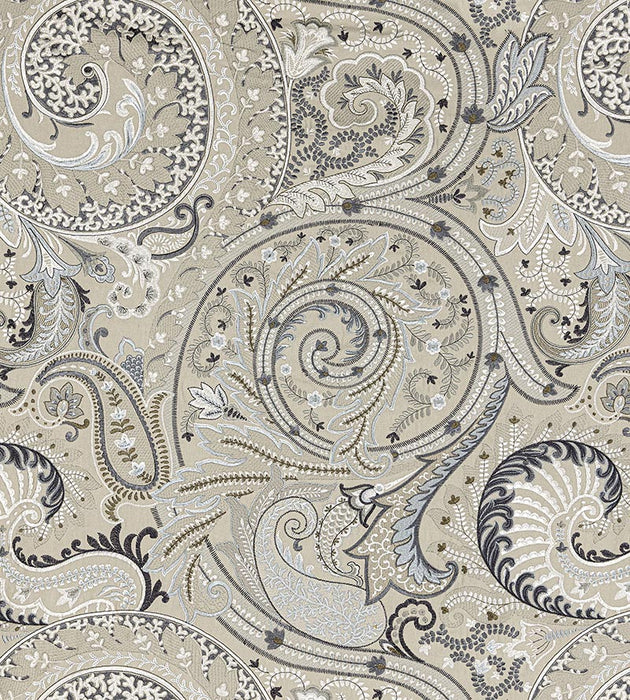 Scalamandre Malabar Paisley Embroidery Flax Fabric SC 000327124