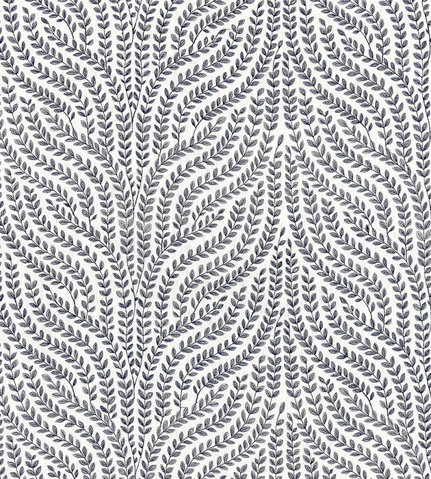 Scalamandre Willow Vine Embroidery Navy Fabric SC 000327125