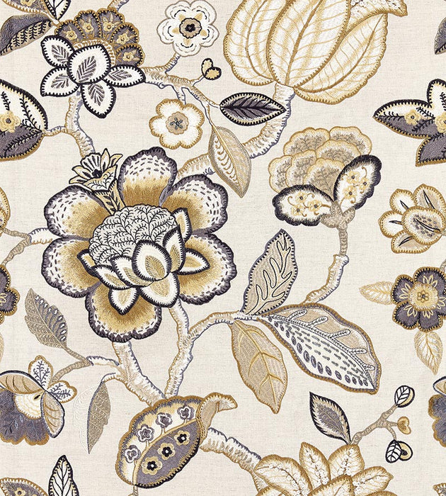 Scalamandre Coromandel Embroidery Flax Fabric SC 000327126