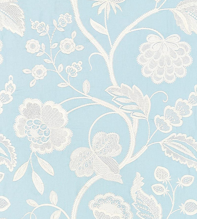 Scalamandre Kensington Embroidery Sky Fabric SC 000327151