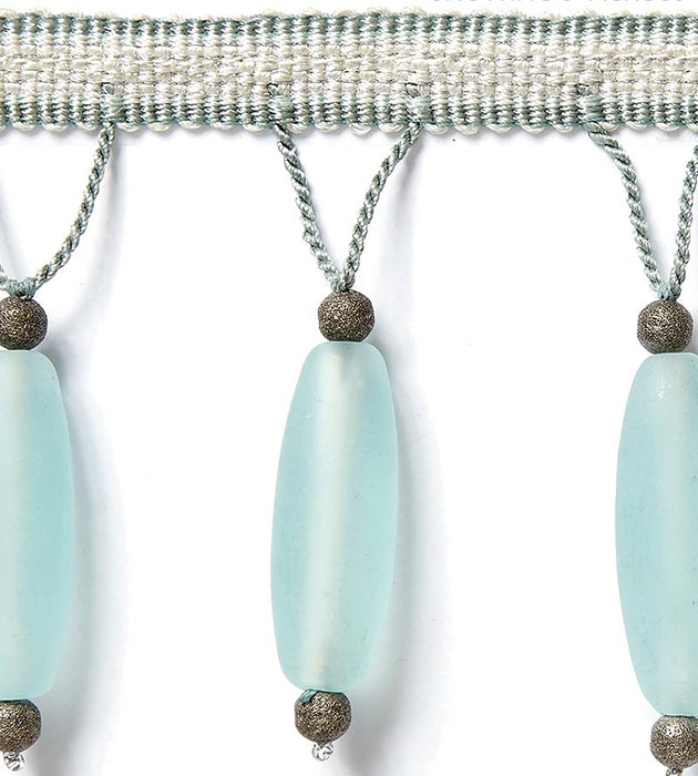 Scalamandre Vionnet Beaded Fringe Aquamarine Trim Sample SC 0003FX1501