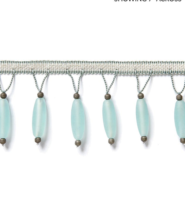 Scalamandre Vionnet Beaded Fringe Aquamarine Trim Sample SC 0003FX1501