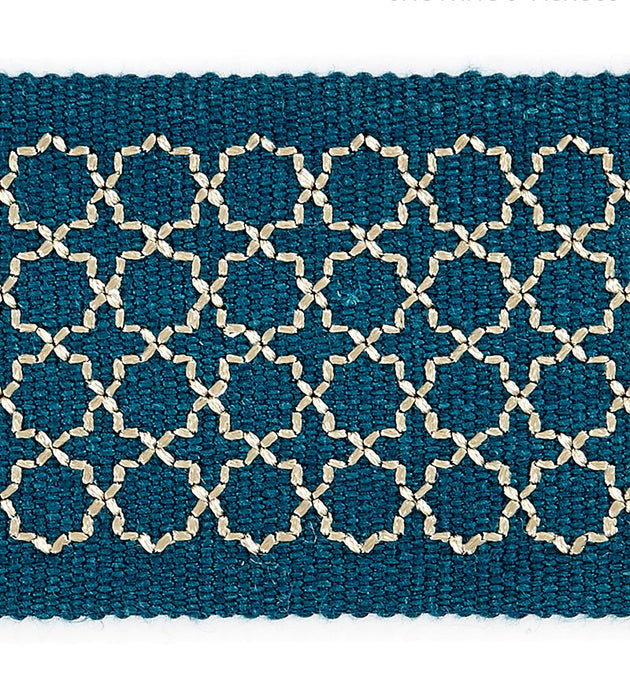 Scalamandre Seville Embroidered Tape Peacock Trim Sample SC 0003T3289