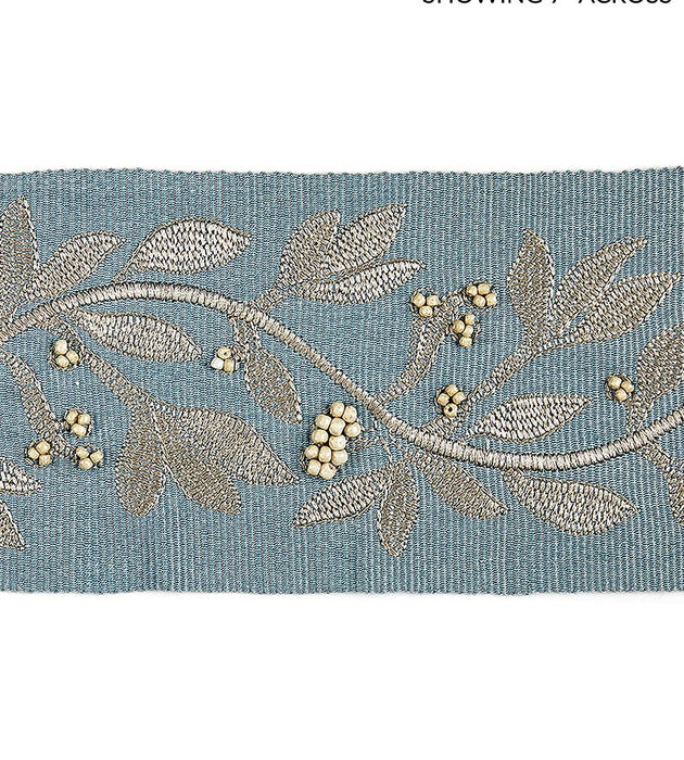 Scalamandre Laurel Embroidered Tape Bluestone Trim SC 0003T3292