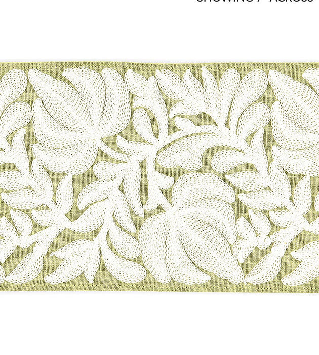 Scalamandre Coventry Embroidered Tape Celery Trim Sample SC 0003T3296