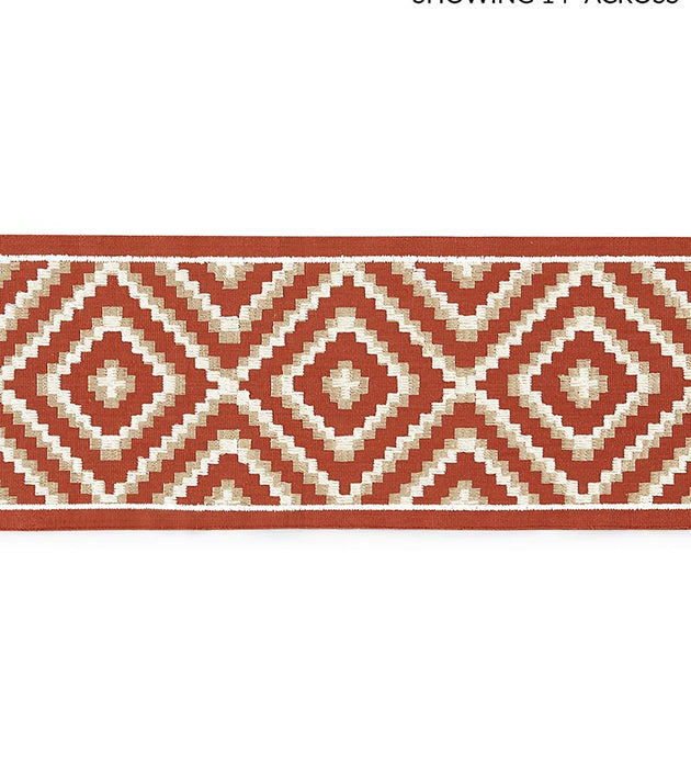 Scalamandre Medina Embroidered Tape Carnelian Trim Sample SC 0003T3306