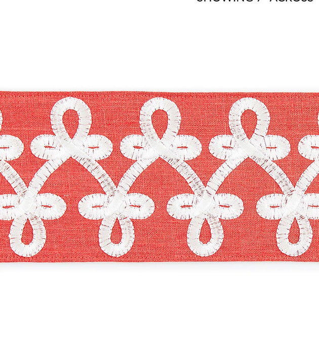 Scalamandre Empress Embroidered Tape Coral Trim Sample SC 0003T3321