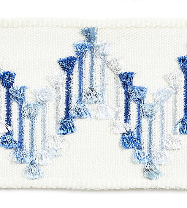 Scalamandre Sayuri Embroidered Tape Blue Jay Trim Sample SC 0003T3324