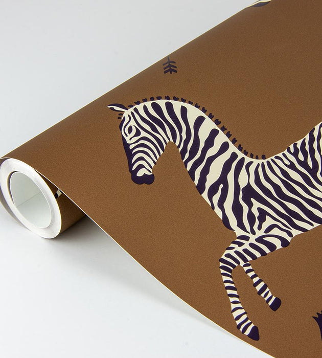 Scalamandre Zebras - Removable Safari Brown Wallpaper SC 0003WP81388PS