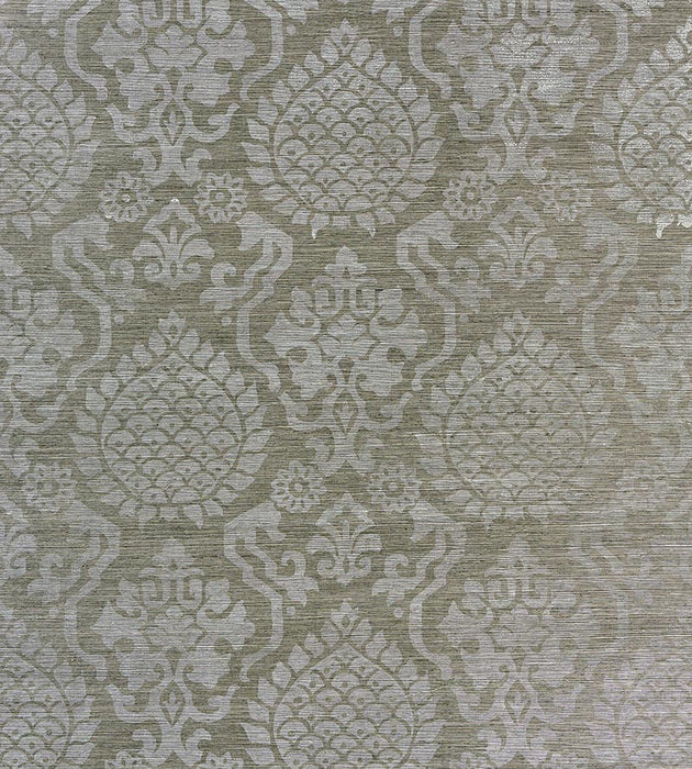 Scalamandre Surat Sisal Silver On Pewter Wallpaper Sample SC 0003WP88378