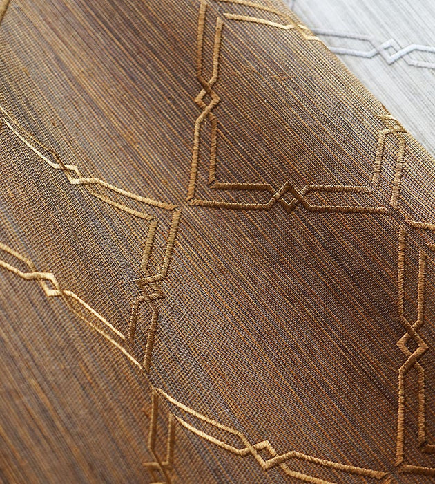 Scalamandre Monroe Embroidered Grasscloth Bronze Wallpaper Sample SC 0003WP88383