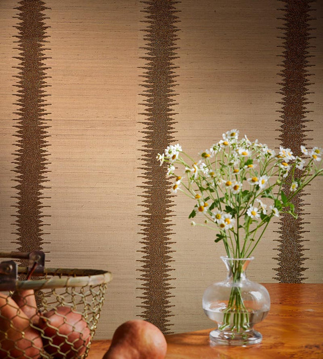 Scalamandre Veronica Beaded Grasscloth Carbon Wallpaper SC 0004WP88386