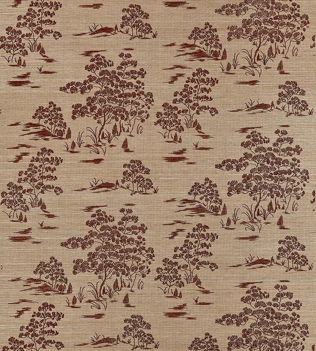 Scalamandre Katsura Embroidered Toile Terra Wallpaper Sample SC 0003WP88445