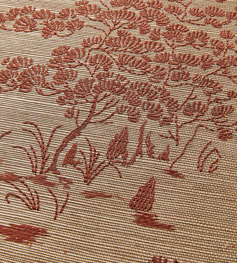 Scalamandre Katsura Embroidered Toile Terra Wallpaper SC 0003WP88445