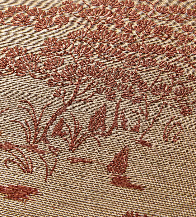 Scalamandre Katsura Embroidered Toile Terra Wallpaper Sample SC 0003WP88445