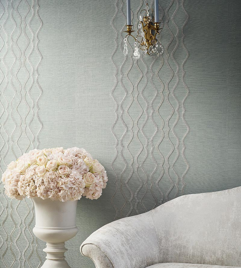 Scalamandre Valentina Embellished Sisal Seaglass Wallpaper Sample SC 0003WP88447