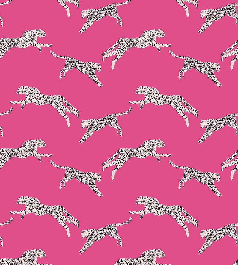 Scalamandre Leaping Cheetah Bubblegum Wallpaper Sample SC 0003WP88449