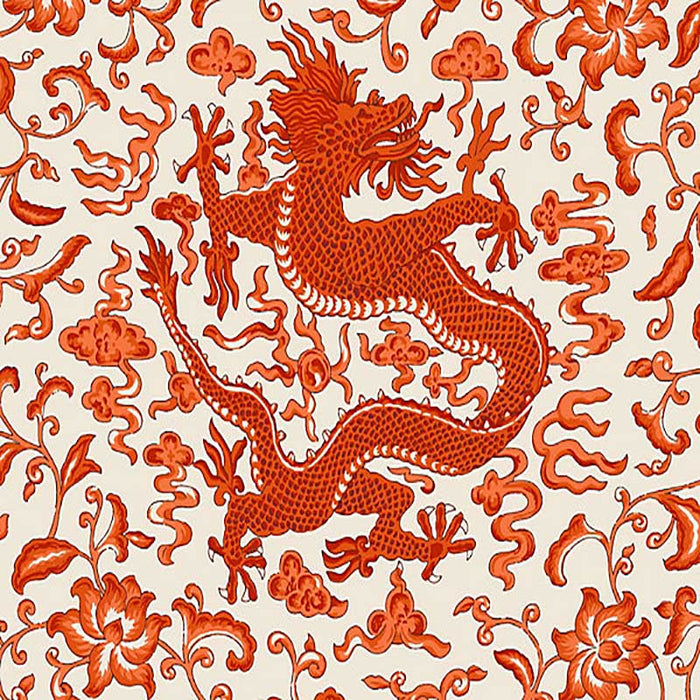 Scalamandre Chi'En Dragon - Removable Persimmon Wallpaper Sample SC 0003WP88501PS