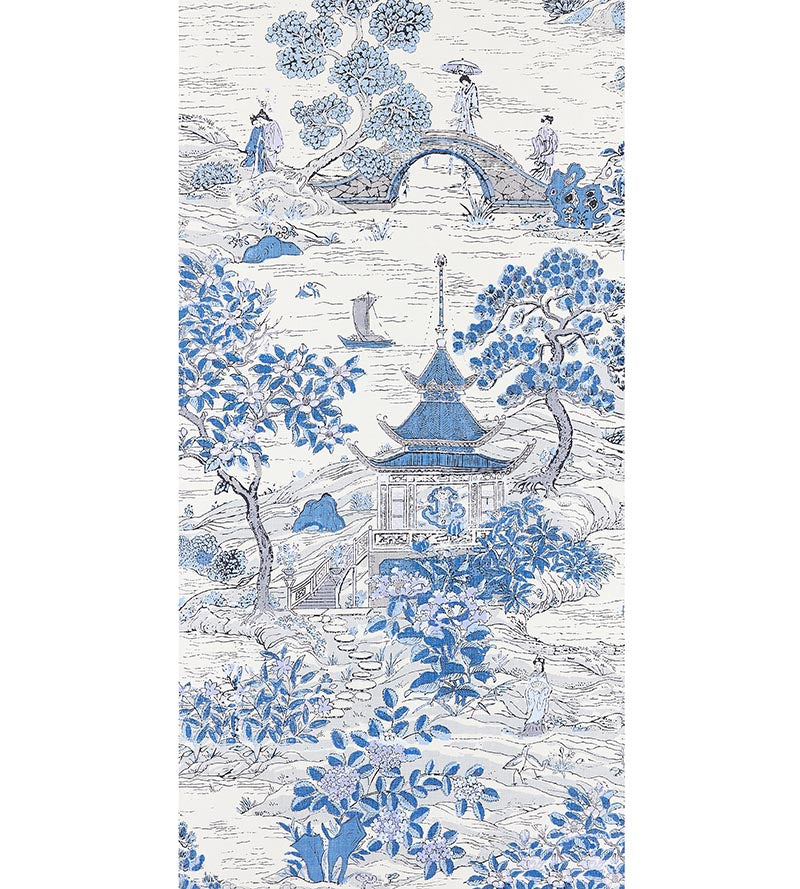 Scalamandre Satomi - Wallcovering Evening Blue Wallpaper SC 0003WP88554