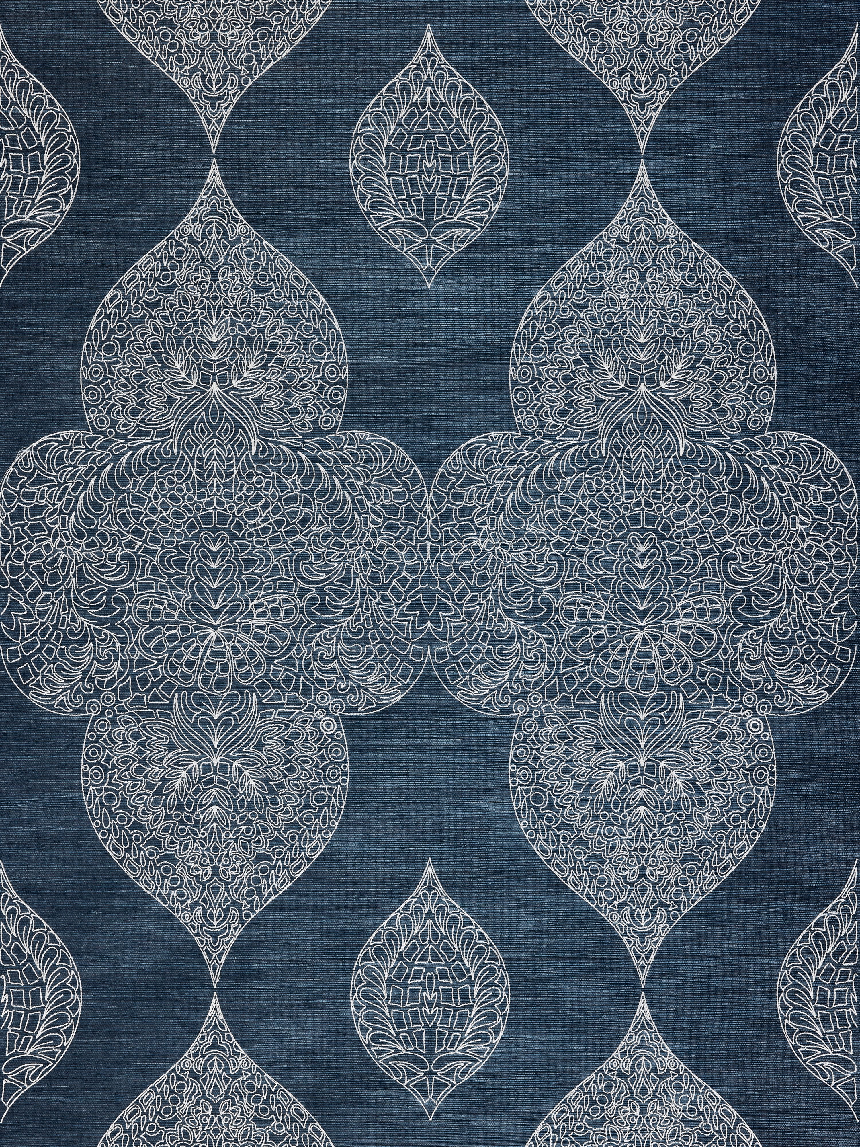 Scalamandre Taj Embroidered Sisal Indigo Wallpaper SC 0003WP88555