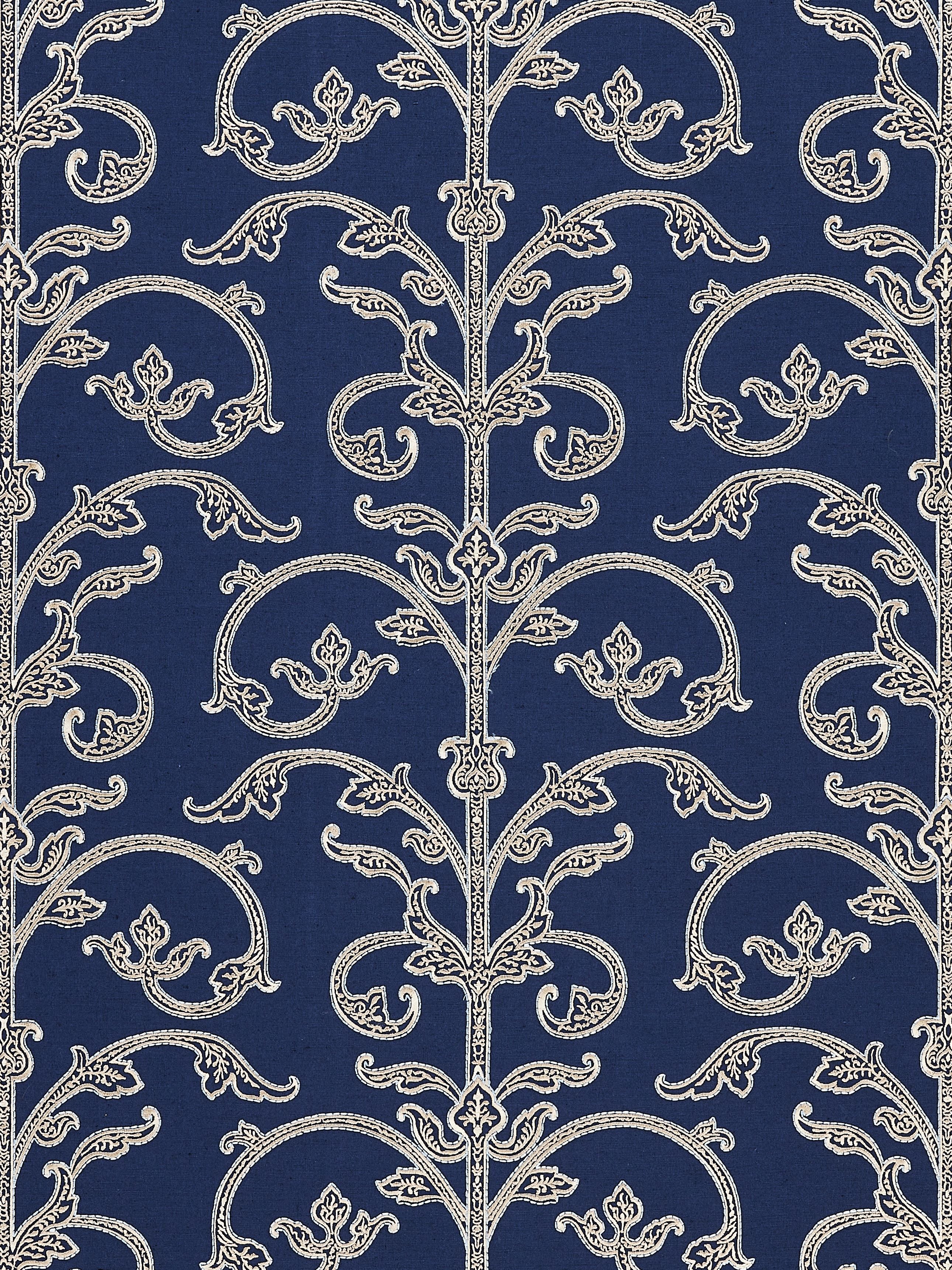 Scalamandre Saxony Scroll Navy Wallpaper SC 0003WP88558