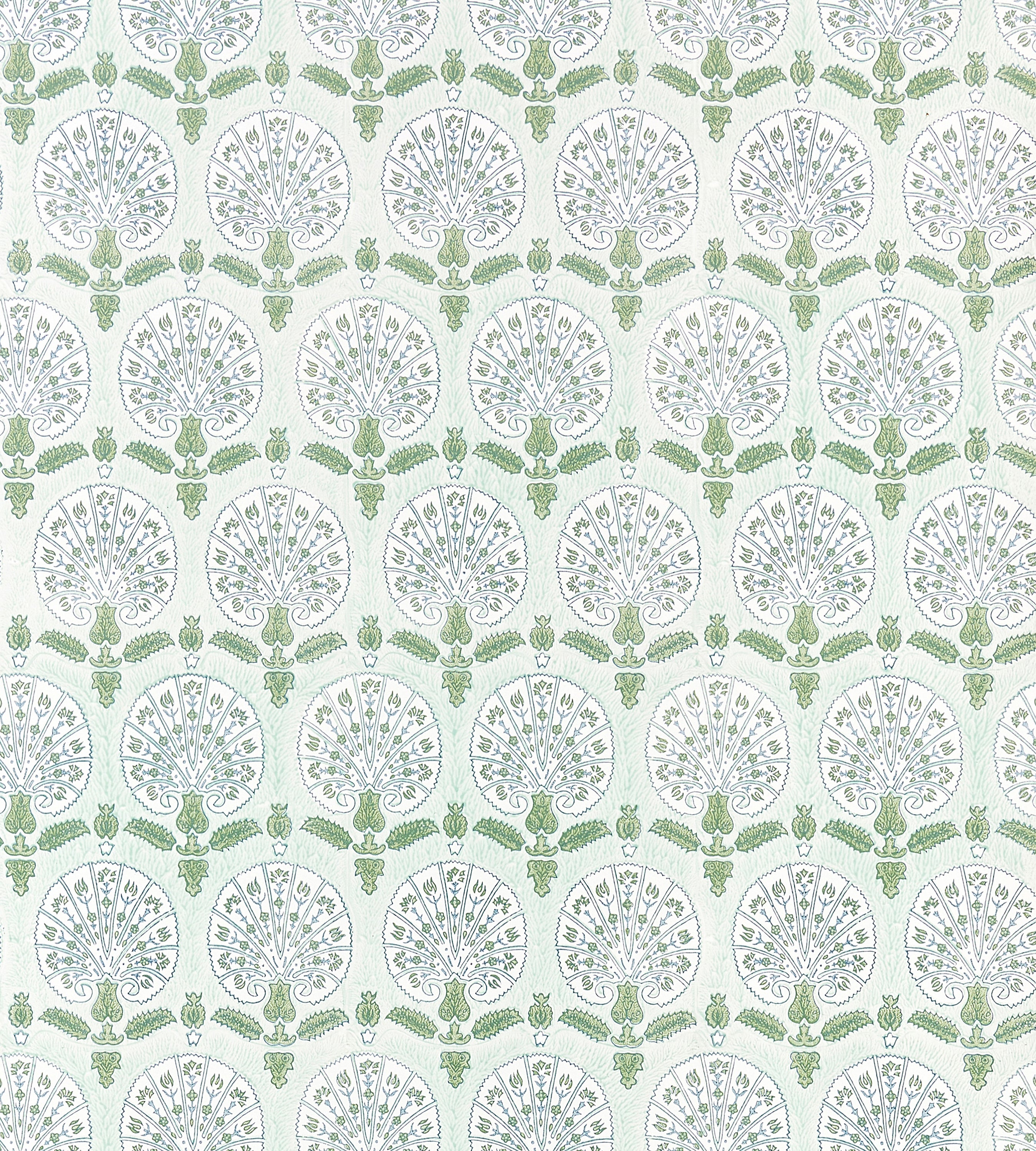 Scalamandre Karanfil Block Print Wallpaper Green Tea Wallcovering SC 0003WP88560