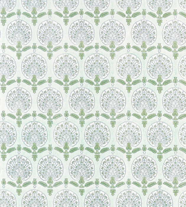 Scalamandre Karanfil Block Print Wallpaper Green Tea Wallcovering SC 0003WP88560