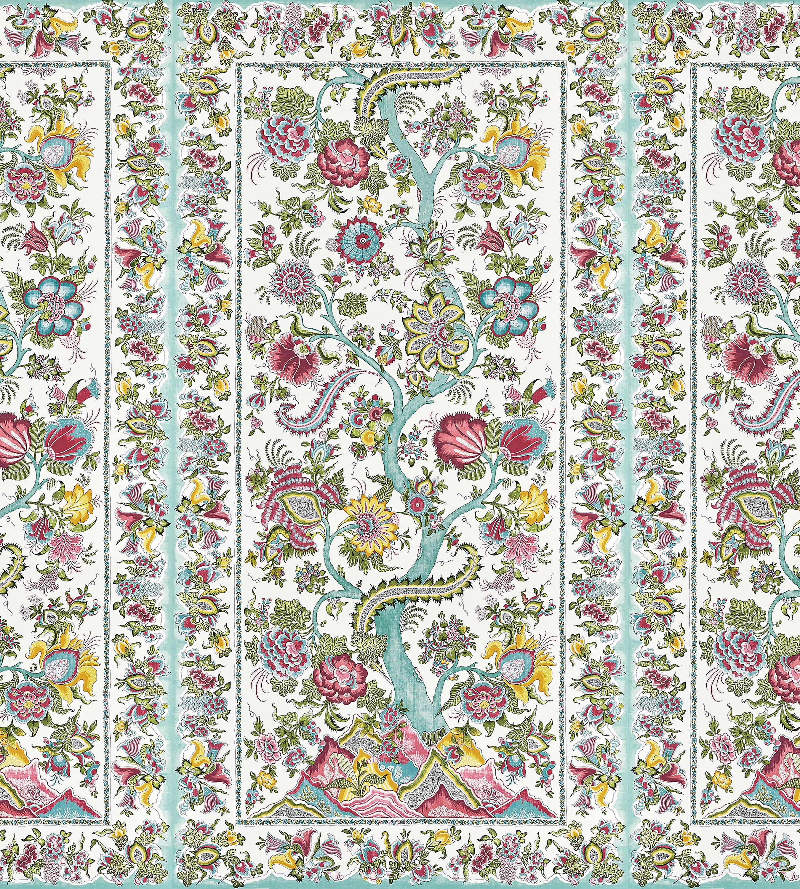 Scalamandre Metropolitan Palampore - Mural Flower Garden Wallcovering Sample SC 0003WP88567