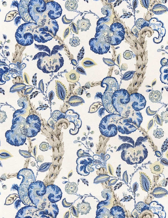 Scalamandre Cumbria China Blue On Ivory Wallpaper SC 0003WP88589