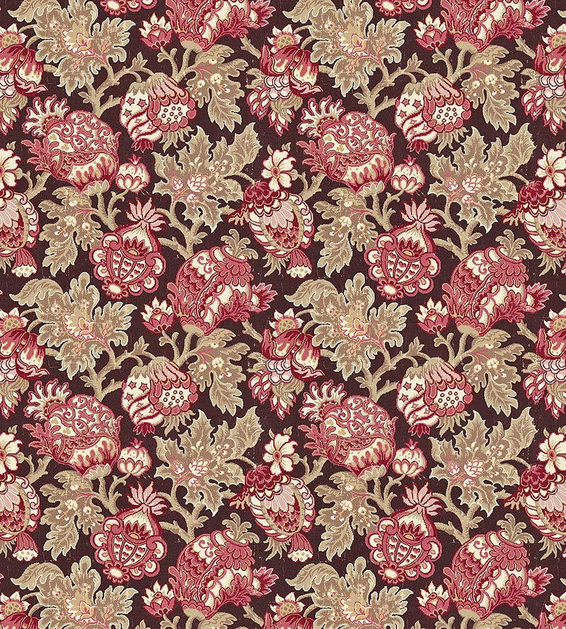 Scalamandre Canterbury Linen Print Mulberry Fabric SC 000416593