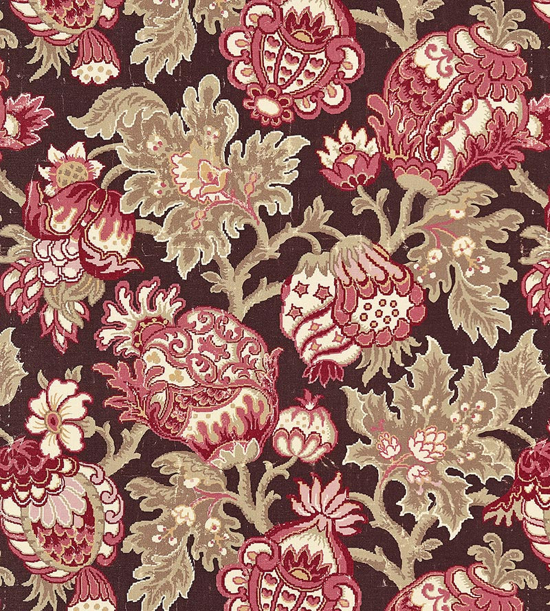 Scalamandre Canterbury Linen Print Mulberry Fabric SC 000416593