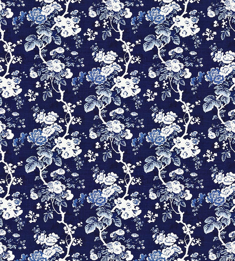 Scalamandre Ascot Linen Print Indigo Fabric SC 000416602