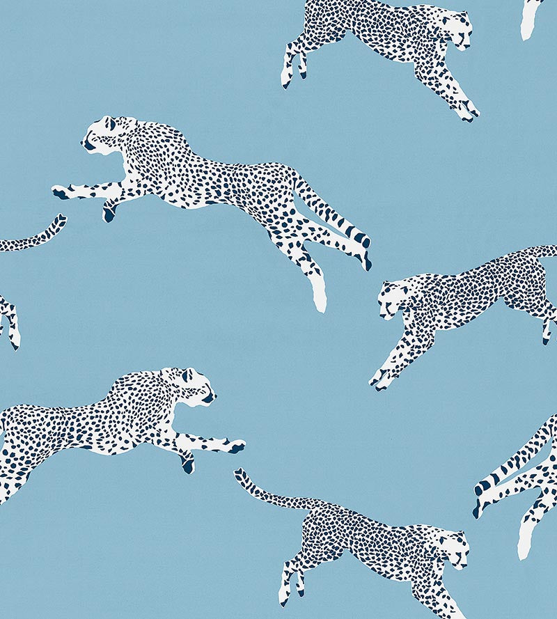 Scalamandre Leaping Cheetah Cotton Print Cloud Nine Fabric SC 000416634