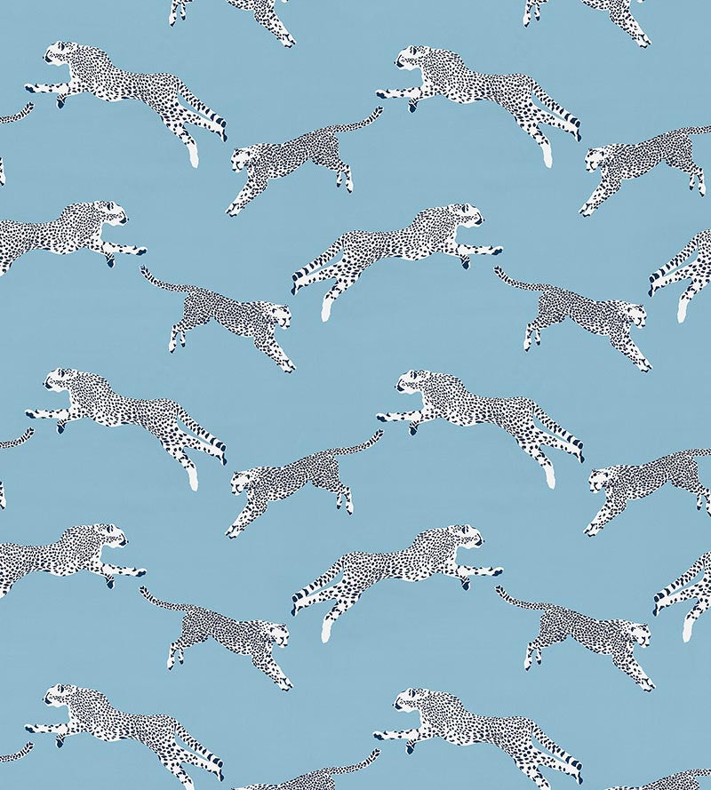 Scalamandre Leaping Cheetah Cotton Print Cloud Nine Fabric SC 000416634