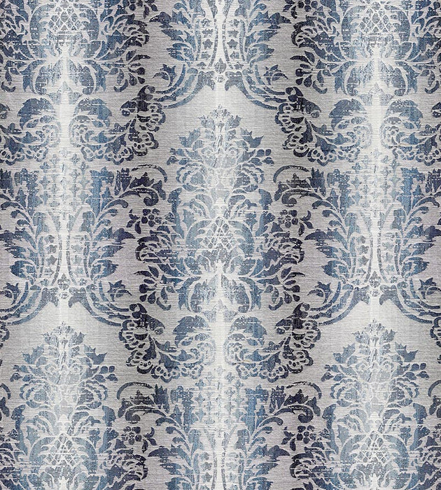 Scalamandre Sorrento Linen Damask Indigo Fabric SC 000427093