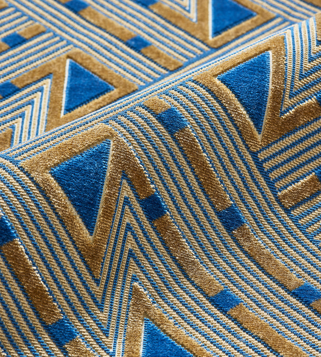 Scalamandre Kasai Velvet Blue And Gold Fabric SC 000427323